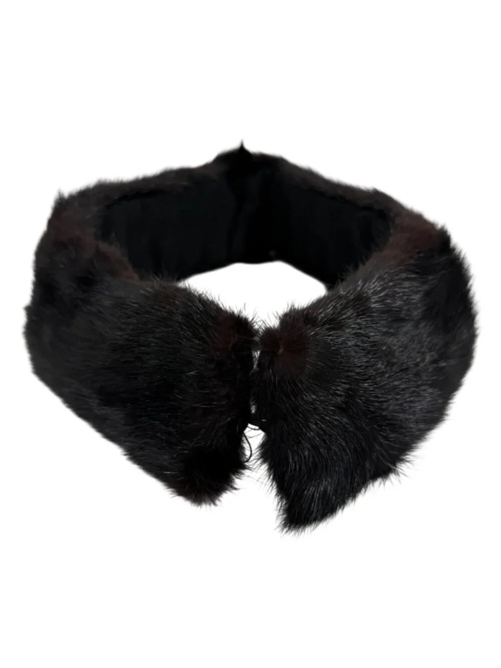 VTG Black Genuine Mink Fur Scarf Collar Wrap For Women Winter Fashion Accessory